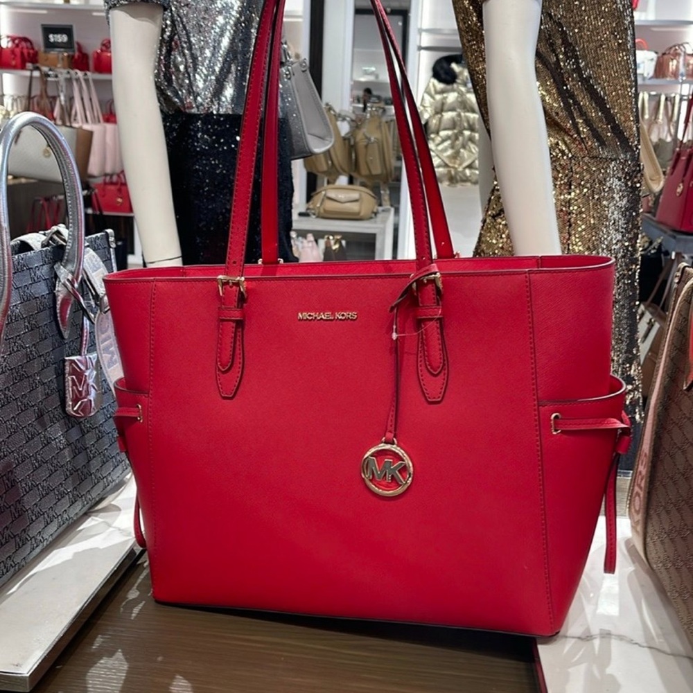 MICHAEL KORS 
Gilly Large Saffiano Leather Tote Shoulder Bag 
COLOR: Bright Red - Picture 16 of 16